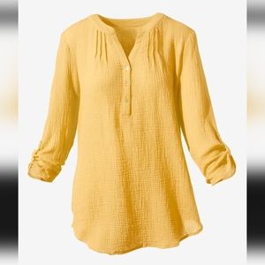 New CHICO'S woven GAUZE pull over TOP womens